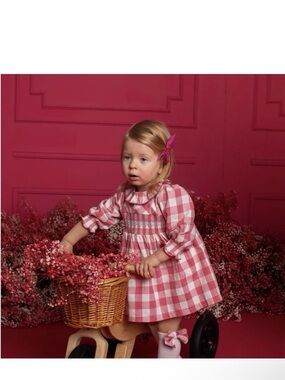 Pink Gingham Smocked Girl's Dress